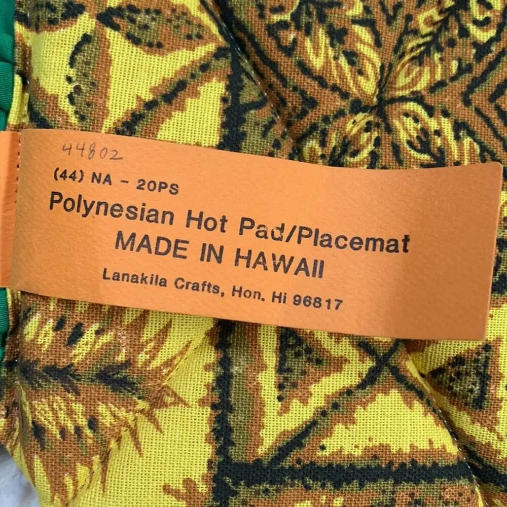 Vintage Polynesian Pineapple Hot Pad and Placemat Made In Hawaii